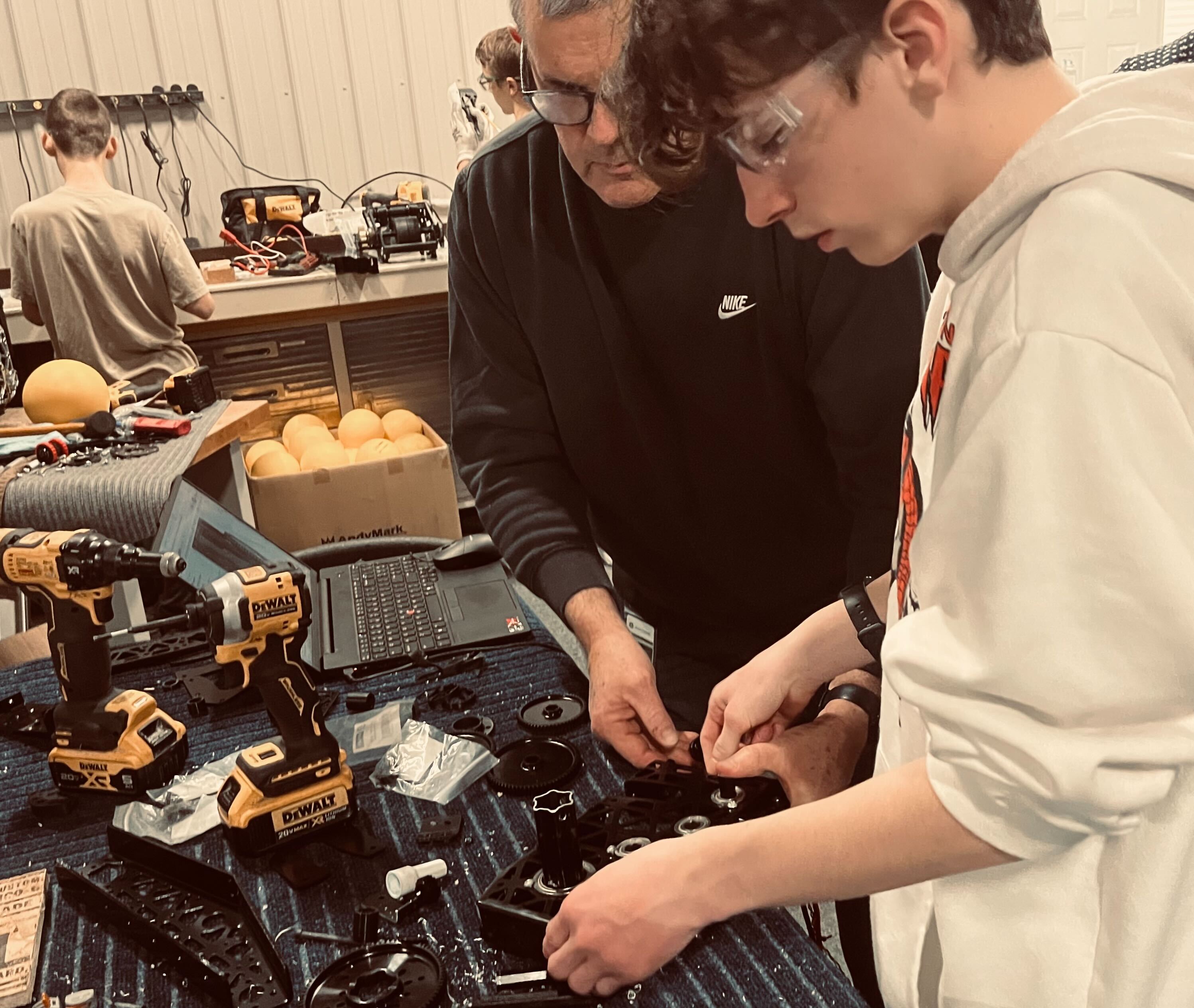 Students working