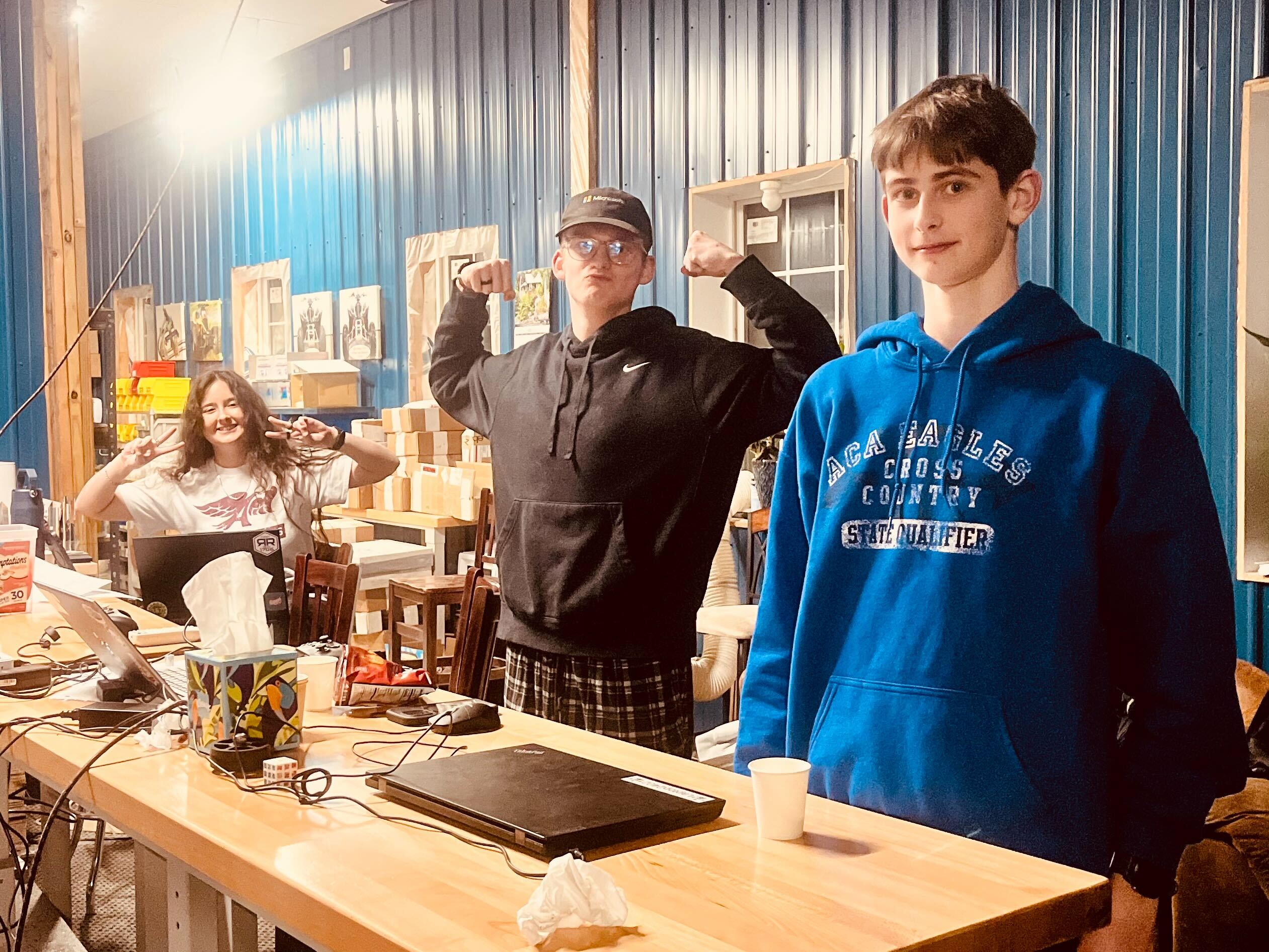 Students working